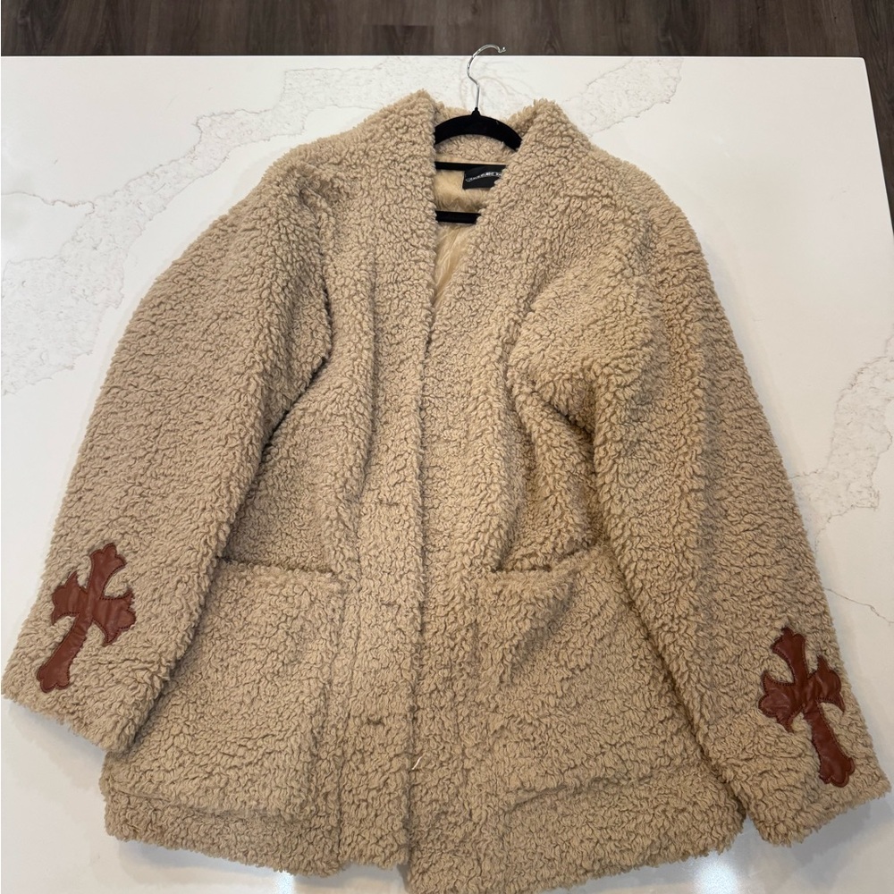 Chrome Hearts Tan Teddy Jacket with Brown Accents